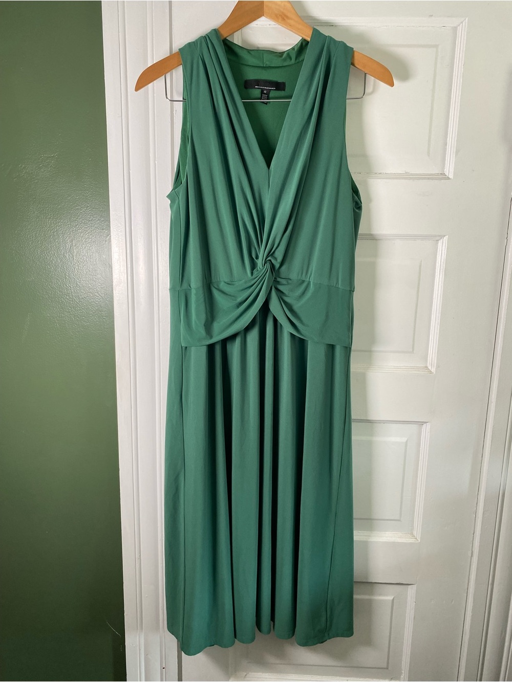 White House Black Market Sleeveless Teal-Green Twist-Front Midi Dress